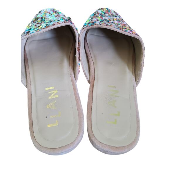 LLANI Confetti Embellished Slides in Peach Size 41 US 10 - Picture 4 of 6